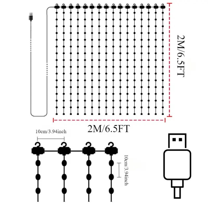 USB 2×2m Surplife app 400LEDs
