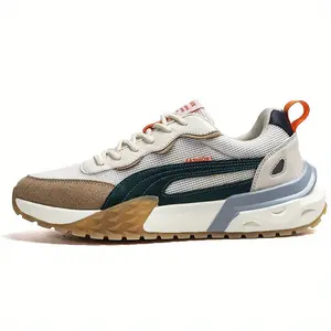Men's Breathable Mesh Dad Shoes 2025 New Style - Lightweight All-Season Running Shoes with PU/Fabric Upper, Rubber Sole & Lace-Up Closure, White/Green/Black/Beige Colorway for Sports, Casual & Outdoor Activities, Sneakers, Sleek Sporty Design,Comfortable