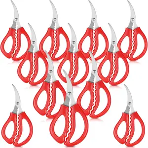 12 Pcs Kitchen Seafood Scissors for Crab Bulk, Leg Scissors Multifunctional Stainless Steel Shears Crab Leg Crackers Fish Shrimp Lobster tools for Kitchen Seafood Peeling
