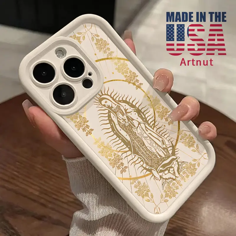 Phone Case for iPhone 16 Pro 15 14 Plus 16e 13 12 Mini 11 Promax X XS Max XR xsmax Virgin Guadalupe Straight Edge Upgraded Lens Protection Durable Bumper Cover for Girl