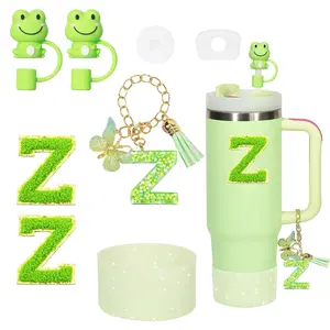 8pcs Cup Accessories Set For 30oz 40oz Including Boot Spill Proof Stopper 2pcs Straw Cover And Sticker Letter (green Z)