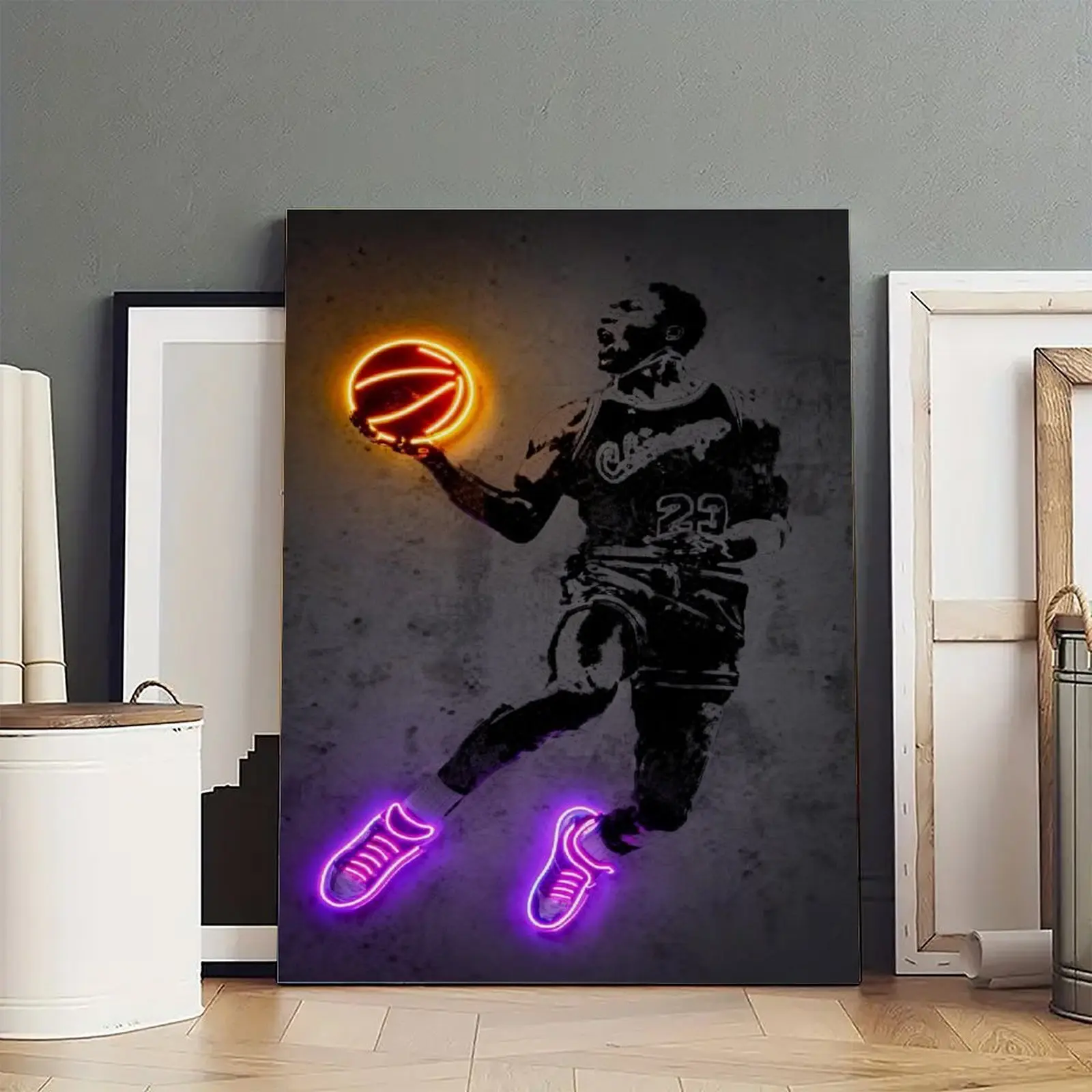 Basketball Player Poster Mural Canvas Cover Poster Artwork Canvas  Wall Art Room Artistic Decoration Hanging Chart Printing Canvas Printing Room Aesthetics Colorful Designs Painting