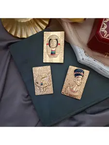 Palace Antique Egyptian Totem Figure Relief Brooch, Matte Gold Vintage Baroque Corsage Pin