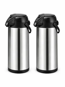 2 Pack 2.2L Stainless Steel Airpot Coffee Dispenser | Thermal Pump Pot for Hot & Cold Beverages