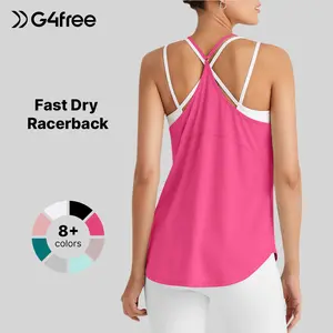 G4Free Womens Muscle Workout Tank Top Lightweight Athletic Gym Tops Fast Dry Racerback Running Tanks Activewear Outdoorfun