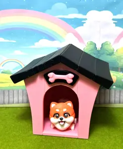 Cute Pomeranian Dog, 3D Printed Articulated Fidget Dog with Doghouse, Poseable Animal Toy, Custom Pet Gift for Dog Lovers Decor Set