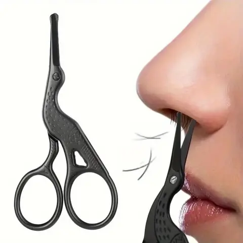 Stainless Steel Round Head Nose Hair Scissors, 1 Count Eagle Shaped Personal Trimming Tool, Suitable for Eyebrow & Nose Hair & Beard & Ear Trimming