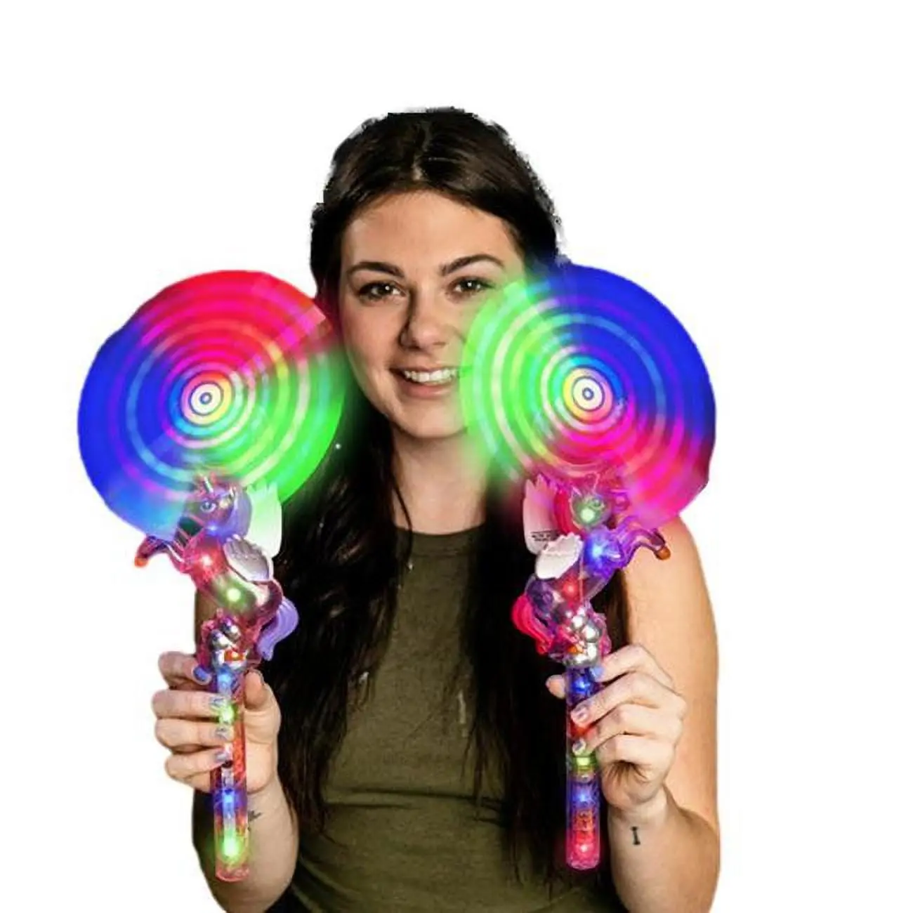 212 MAIN 14 in. Light Up Unicorn Wind Spinner Wand (LUUSWW-ASST) - Decorative Stakes & Wind Spinners, Colorful LEDS, Replaceable AA Batteries, Mesmerizing Display, Home Garden Decor