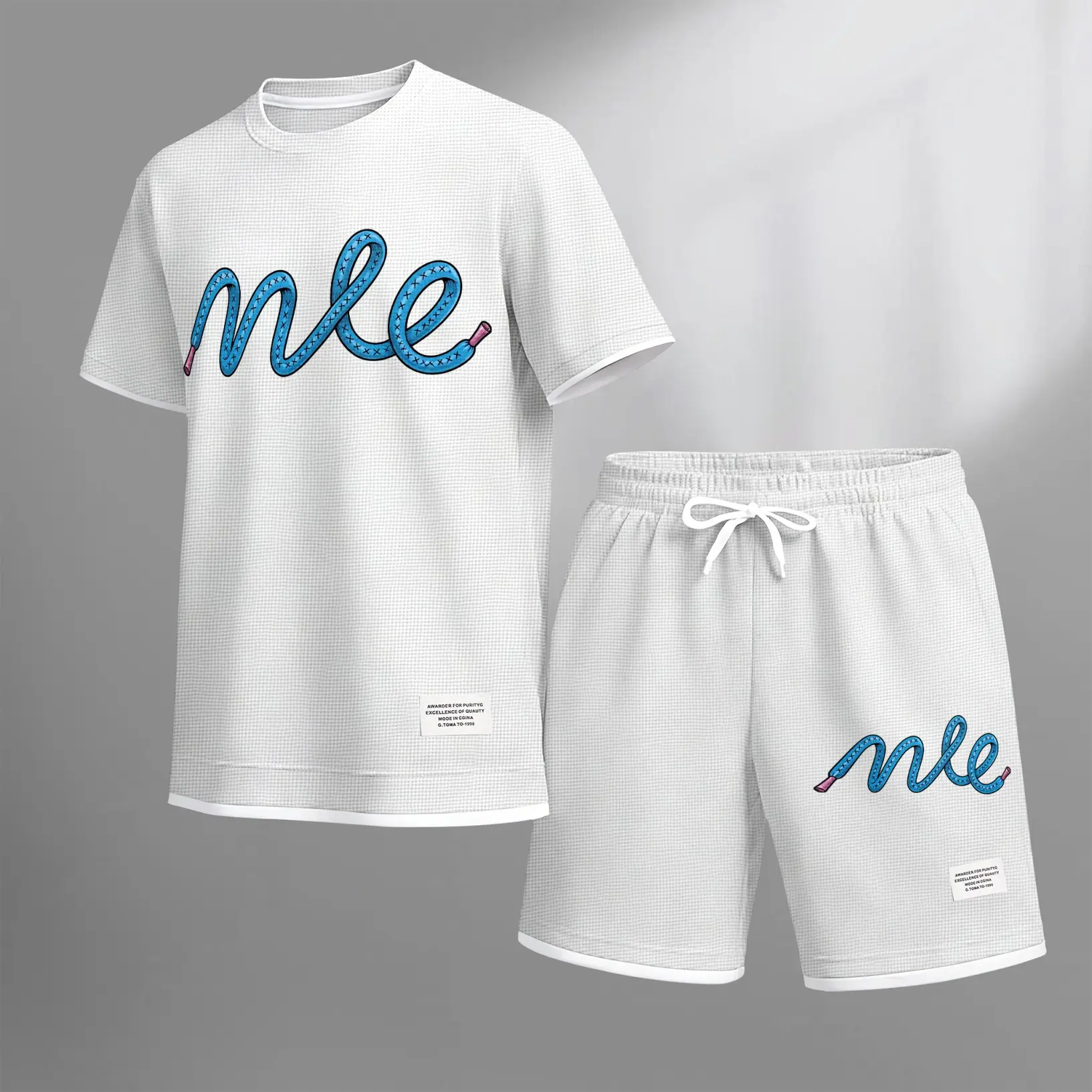 This Men's Classic Logo Drawstring Shorts Set Is Ideal For Spring And Summer. This Casual Summer Set Includes A Short-Sleeved Shirt And Shorts, Suitable For Both Everyday Wear And Workouts.