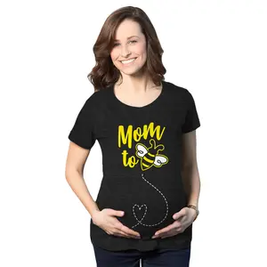 Maternity Mom to Bee Pregnancy T Shirt Funny Bumblebee Tee Funny Graphic Maternity Tee Cute Pregnancy Tees With Plus Sizes Pregnant Funny Animal Short Sleeve Maternity Shirts Black