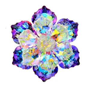 Flower Shaped Brooch Pins Clothes Badge for Women Wedding Crystal Metal Badges