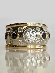 Vintage  Zirconia Decorated Ring, Sparkling Zircon Inlay, Fashion Jewelry for Party, Daily Clothing Decor, Trendy All-match & Exquisite Jewelry for Birthday Gift