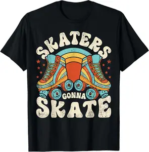 100% Cotton Roller Skating Funny Skaters Gonna Skate Retro 70s 80s T-Shirt