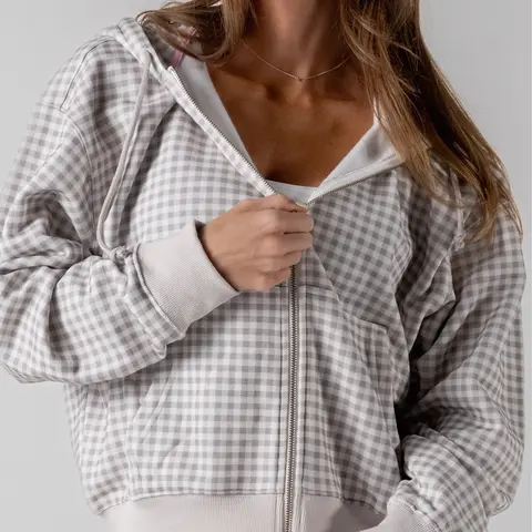 ACTA Boyfriend Zip-Up 100% Cotton Lightweight Soft Terry Material Oversized Fit with Full-length Zipper and Front Pockets
