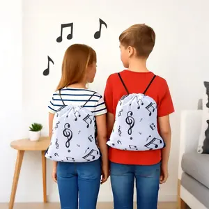 Music Note Drawstring Backpacks, Durable Polyester Party Favor Bags, Treble Clef Design, &, Ideal for Parties