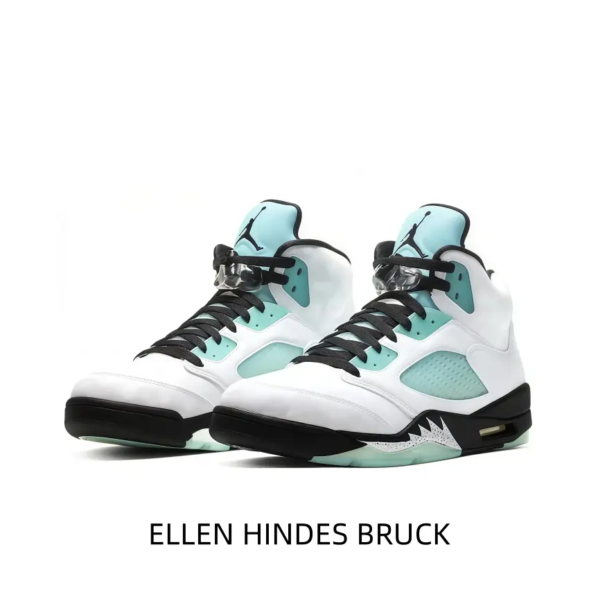 Refreshing White Mint Turquoise Retro High Top Basketball Sneakers Smooth Leather Upper Breathable Mesh Panels Black Laces Visible Air Cushion Heel Unisex Summer Street Sneakers