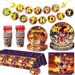Banana Power Game Theme Kids Birthday Party Supplies Set, Paper Plates Napkins Tablecloth, Childrens Party Decorations, Model Xinghao Xy003
