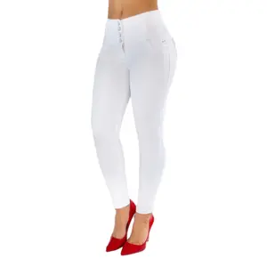 Tiki Jeans Butt Lifting Jeans White TK454 High Waist Skinny Fit Denim with Heart Stitching & Pockets for Women