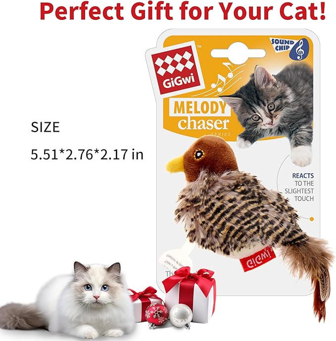Potaroma Bird Cat Toy(not flapping), Bird Design Cat Chase, Pet Supplies For indoor Use, Lifelike Birdie Tweets, Plush Toy - Perfect Melody Chaser Cat cat toys