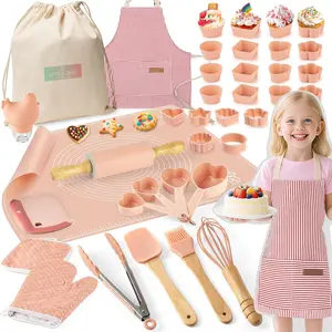 Baking Kit for Kids - 38 Piece Kitchen Tools, Food Grade Silicone, BPA/BPS Free - Real Cooking Set for Ages 8-12 - Girls Boys Birthday Stocking Stuffer - Danish Orange