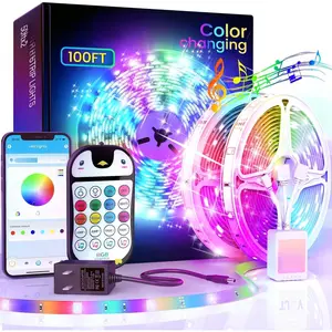 100ft   LED Strip Lighting, Color Changing Lights for Bedroom,  Sync RGB Tape Lighting with  Remote, LED Lights for Room Decor Aesthetic Indoor(50ftx2)
