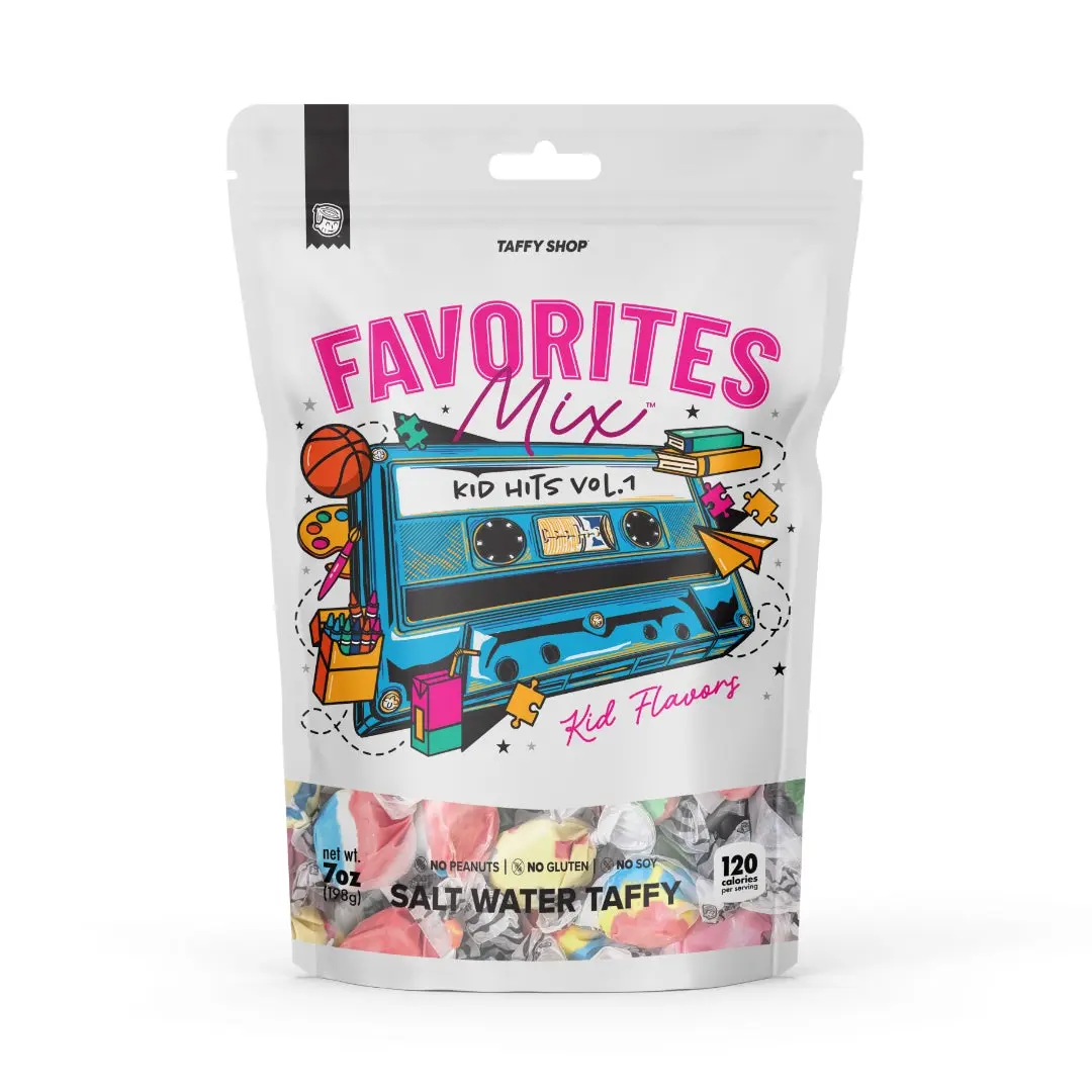 Taffy Shop, Kid Favorites Salt Water Taffy Mix - Gourmet Soft, Sweet & Chewy Candy