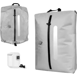 Vacuum Travel Bags for Clothing with Pump - Reusable Vacuum Compression Bags for Clothes &, Fits Carry-On, Backpack, Suitcase & Home(Grey 1PC+Pump)