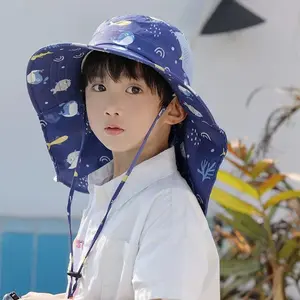 Children's sun protection hat, summer shawl, neck protection, fisherman's hat, UV resistant thin, spring and summer, boys and girls' face covering sun protection hat
