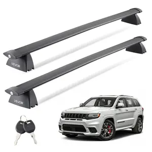 summervibes VEVOR Roof Rack Cross Bars, Fits Jeep Grand Cherokee 2011-2021 (With Grooved Side Rails), 200 LBS Capacity, Lockable Heavy Duty Aluminum Crossbar Racks Roof Rail Rooftop Luggage Canoe