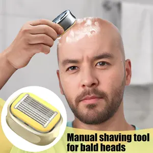 TikTokShopBlackFriday Stainless Steel Double Blade Shaver for Men Portable Grooming Tool for Head Beard Hair Clipper Ideal for Daily Travel Seniors Athletes Barber Estrid Razors Yellow