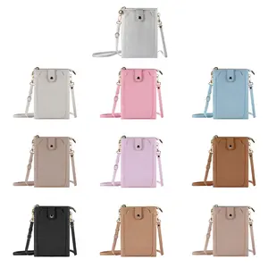 Fashionable Solid Color Phone Bag with Card Holder & Lanyard, PU Leather Crossbody Bag Design Phone Case, Phone Bag Wallet Purses Adjustable Strap, Phone Accessories for iPhone Samsung Huawei Pixel within 7 Inches