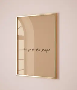 But First She Prayed Christian Wall Art Print Motivational Faith Quote Decor Inspirational Prayer Reminder Teens Girl Room Decor