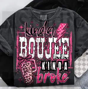 Coquette Pink Leopard Kinda Boujee Kinda Broke Shirt, Coquette Bow Snarky, Motivation TShirt, Antisocial Shirt