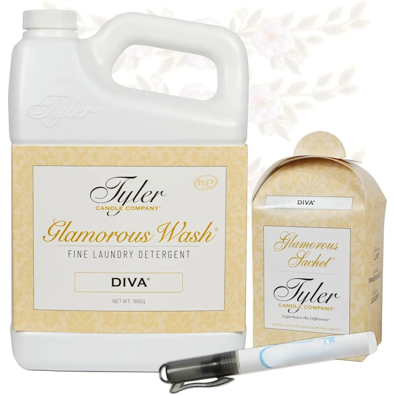 Tyler Glamorous Wash Diva Fine Laundry Detergent with Stain Remover Pen and Dryer Sachets - Liquid Detergent Designed for Clothing - Hand and Machine Washable - 64oz (Diva)