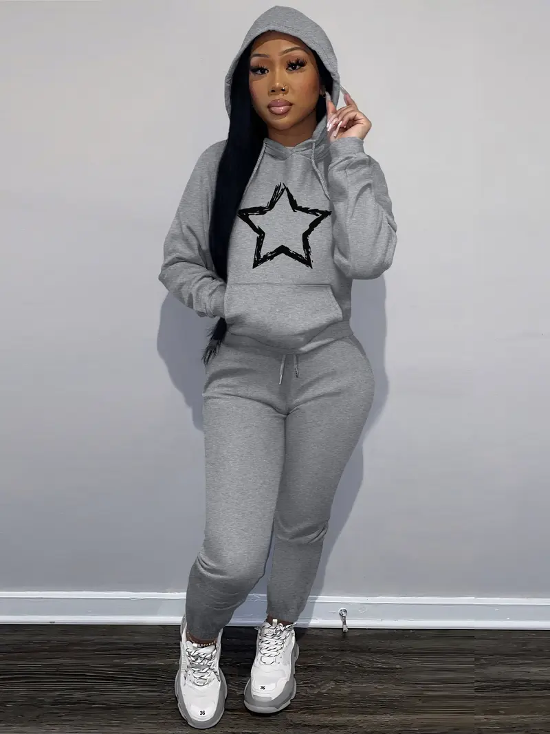 glitter graphic hoodie set - TikTok Shop