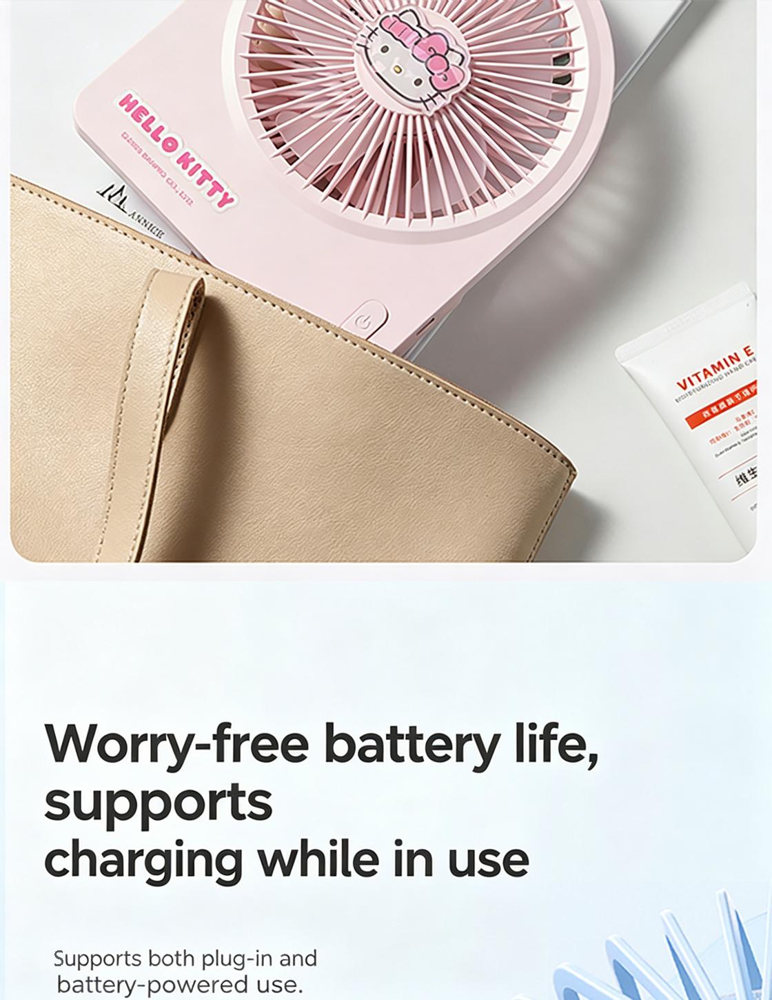 MINISO SR Characters Desktop Fan Quiet Strong Wind USB Plug-in Mini Fan for Office Dormitory Small Personal Cooling Fan Cute Cartoon Design Low Noise Portable Compact Desk Fan for Students Home Office Use
