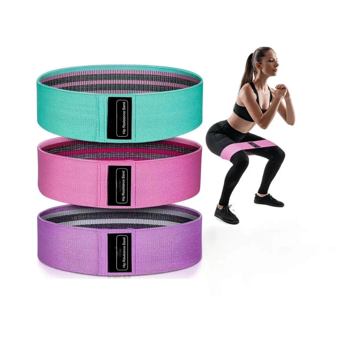 Resistance Bands, Yoga Starter Sets for Women and Men, 3 Set of Stretch Exercise Workout Bands for Booty Legs, Elastic Pilates Flexbands