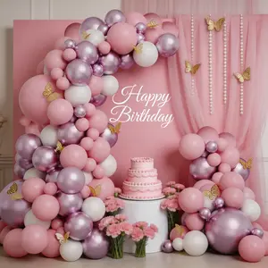 118 Piece Butterfly Theme Balloon Arch Set, Metallic, Latex Balloons, Perfect for Birthday, Wedding, Valentine's Day, Party Decorations