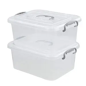 2 Packs Storage Bin with Lid 8 Liter Plastic Box Set