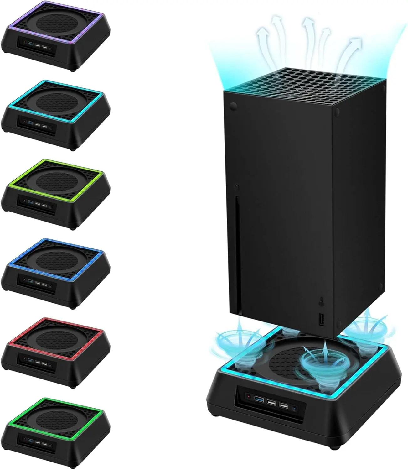 Mcbazel Cooling Stand for Xbox Series X, Xbox Series X Cooling Fan Stand with 3 Adjustable Speeds, RGB LED Light, Low Noise, Extra USB Ports Cooling System for Xbox Series x Console only