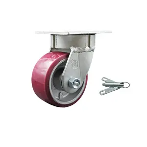 Service Caster SCC-KP30S420-PAB-BSL Heavy Duty Kingpinless Swivel Top Plate Caster with Bolt on Swivel Lock & 4 in. Polyurethane on Aluminum Wheel with Ball Bearings - 700 lbs Capacity per Caster