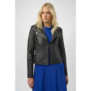 Joseph Ribkoff Foiled Faux Suede Fitted Jacket With Rhinestones