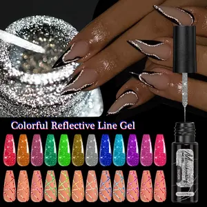 2026 New Trend Nail Art - Hot-Selling Manicure Crushed Diamond Striping Gel, Fluorescent Glitter Liner Painting Gel, DIY UV/LED Gel Polish for Professional Nail Art tools