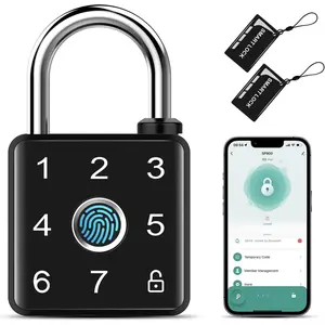 Gym Locker Lock, Fingerprint Smart Padlock Bluetooth RFID Keyless Biometric Lock for School Dorm Employee Locker, Toolbox