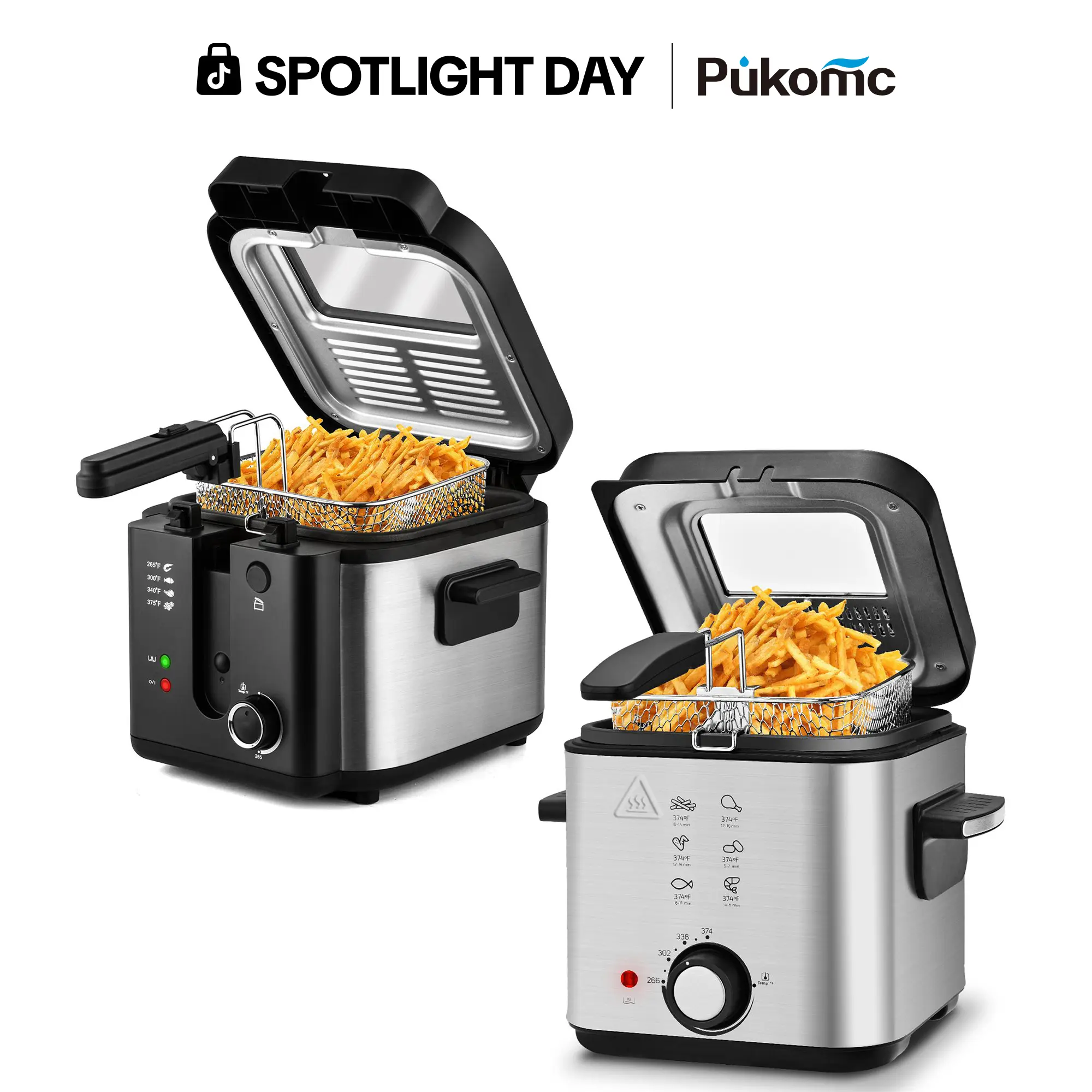 SUSTEAS Countertop Electric Deep Fryer with Basket, 1.5-6.3 QT Capacity, Adjustable Temperature Control, Removable Lid with Viewing Window, Fast Heating, Anti-Adhesive Interior