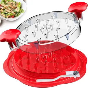 Manual Meat Shredder with Safety Blade Guard & Cleaning Brush - Non-Slip Base Suitable for Chicken, Beef, Veggies, Salad - Slicer for Home, Easy Assembly, Ideal for Meal Prep & Slicing, Kitchen Use - Great Gift for Cooking Enthusiasts