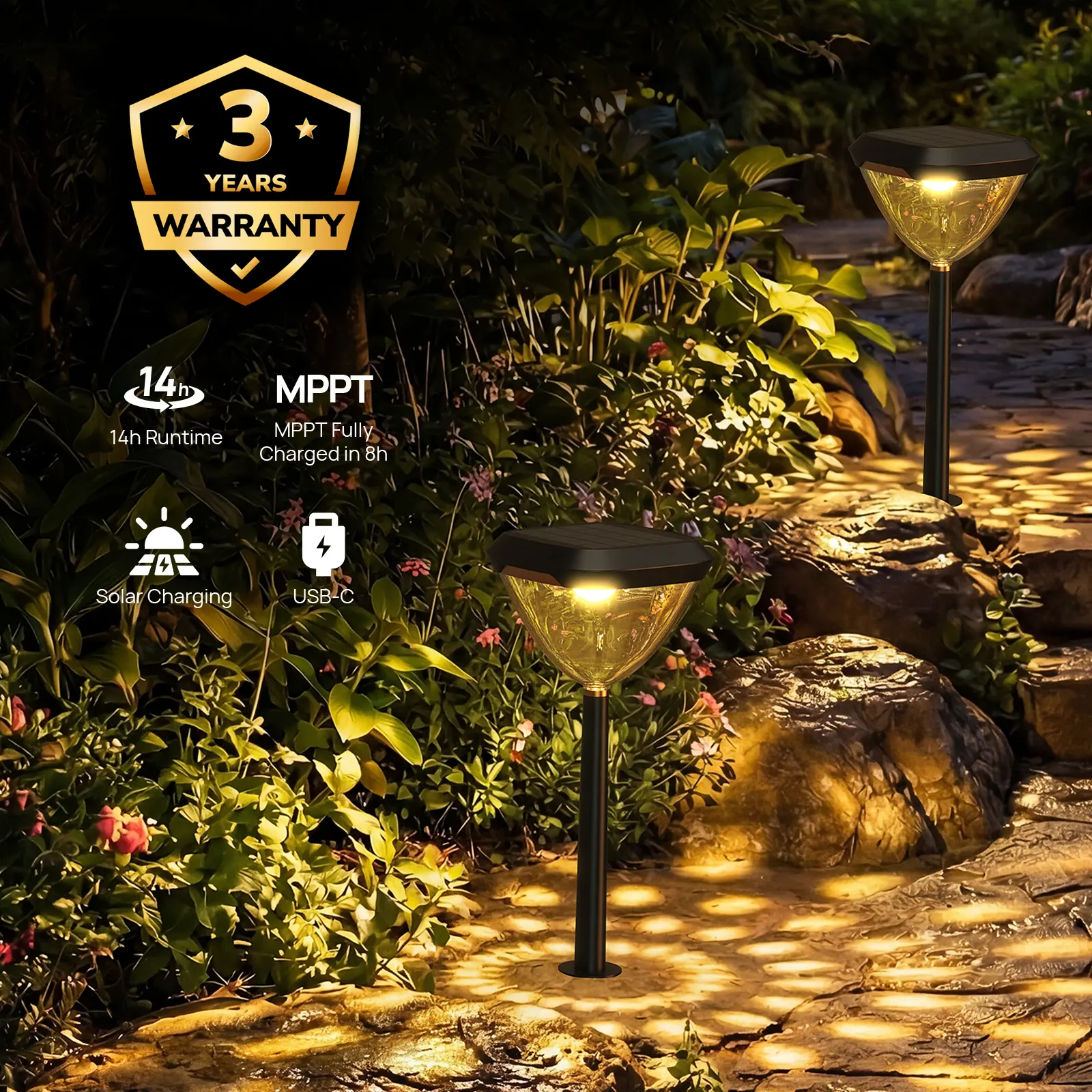 [Spring Glow Up] Linkind Smart Solar Pathway Lights SP6 APP Control 16 Million RGBW Colors 5 Swappable Lenses Waterproof Outdoor Garden Decor