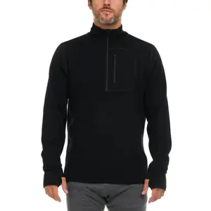 Minus33 - Heavyweight 100% Merino Wool Men's Mock 1/4 Zip Long sleeve - Breathable, Moisture Wicking, Anti-Microbial Ponte De Roma Knit with YKK Zipper for Hiking & Camping