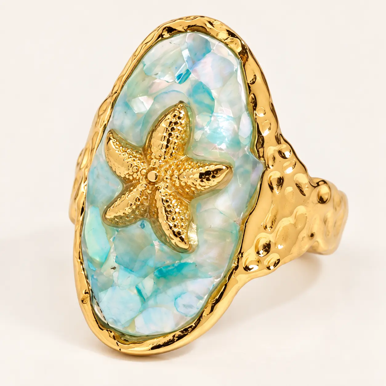 Statement Jewelry rings Glam Style rings Turquoise Starfish Ring for Women, Unique Glamorous Fashion Ring with (RG004)-Inspired Design, Statement Jewelry for Everyday, Vacation and Gifts(