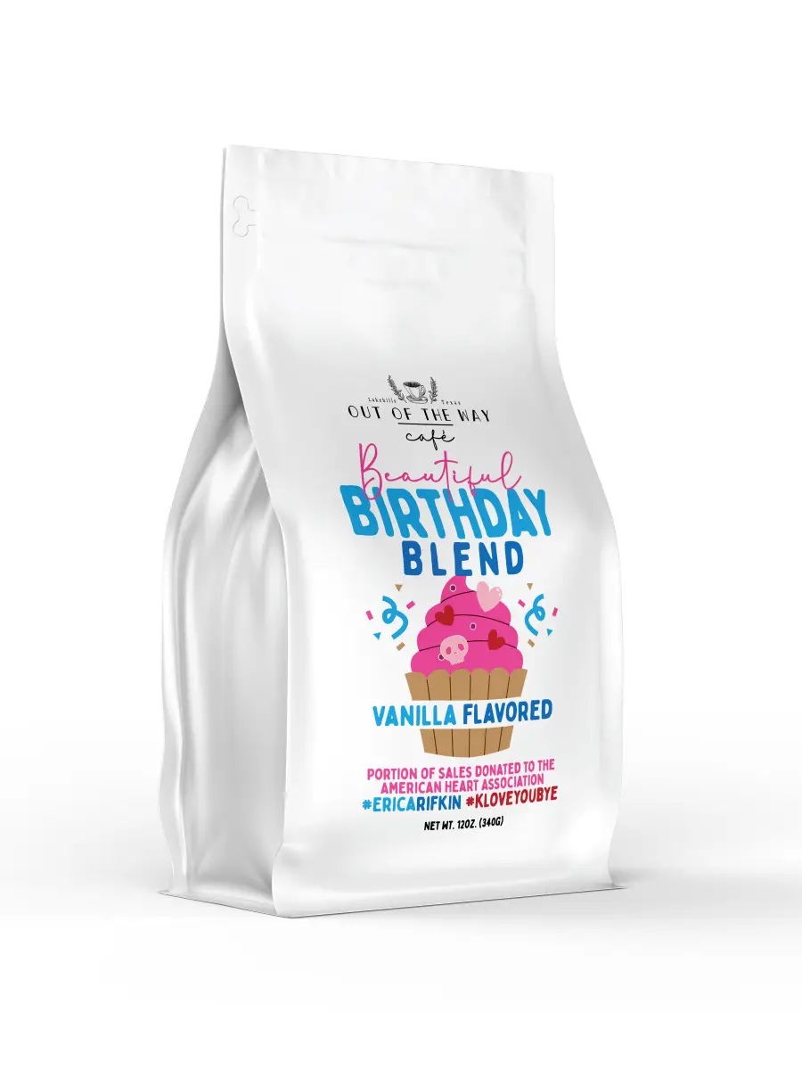 12oz. Bag - Out of The Way - Beautiful Birthday Blend - Vanilla Coffee - Medium Roast